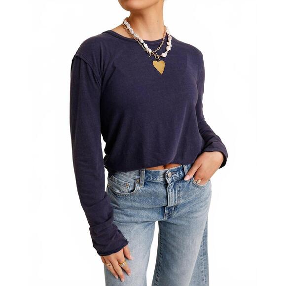 NEW FREE PEOPLE nova relaxed tee in peacoat - Picture 3 of 3